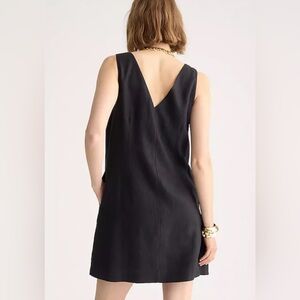 J.Crew Black Maxine V-neck shift dress in linen